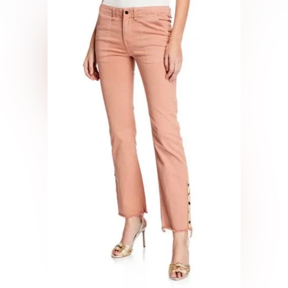 EUC Veronica Beard Jeans Gisela Straight Leg Ankle Pants Dusty Rose Snap Vent,25